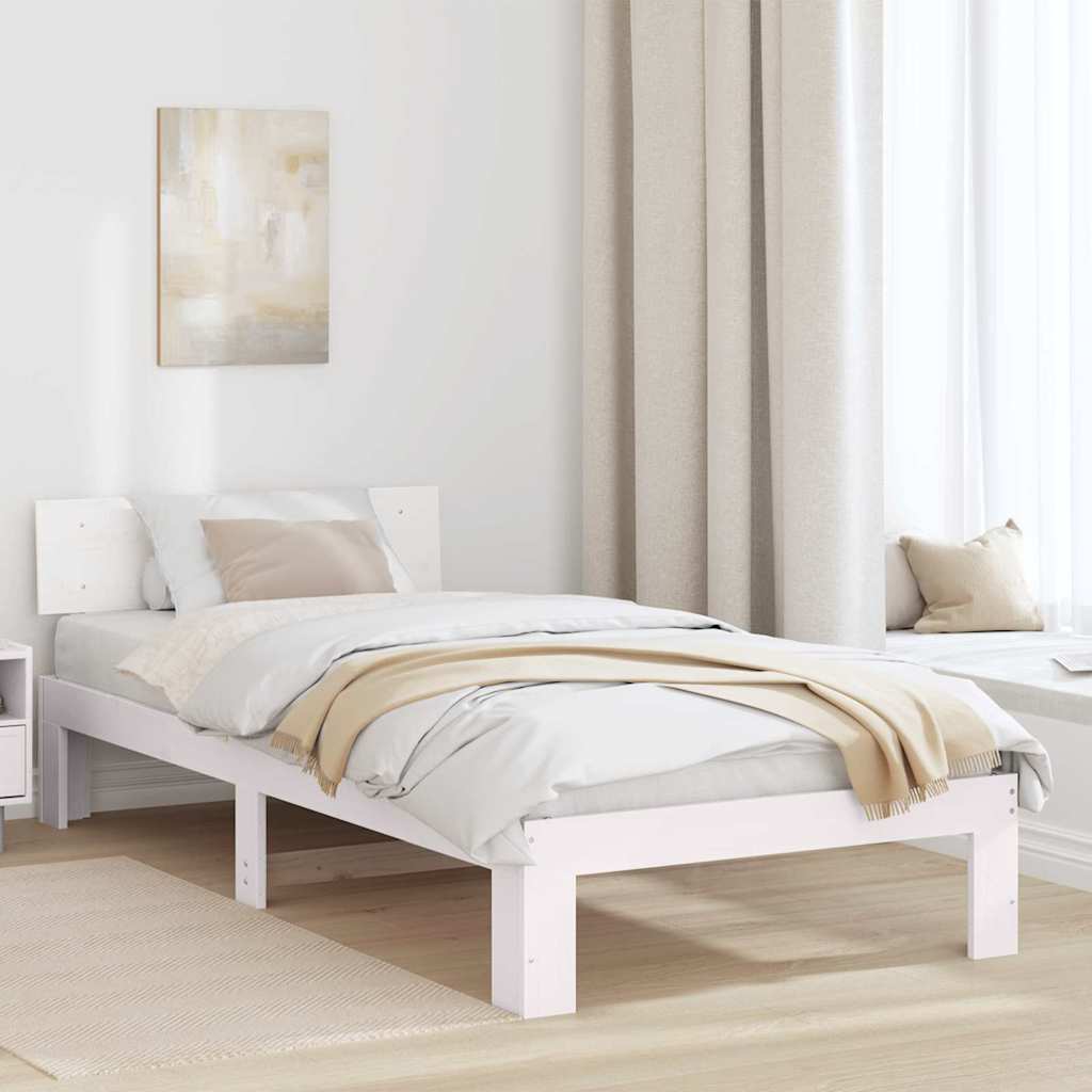 Struttura del letto Bianco 100 x 200 cm Pino massello