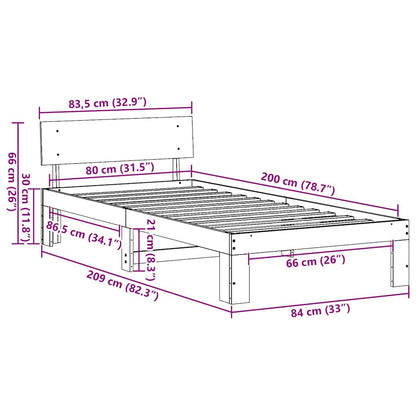 Struttura del letto Bianco 80 x 200 cm Pino massello | homemem39