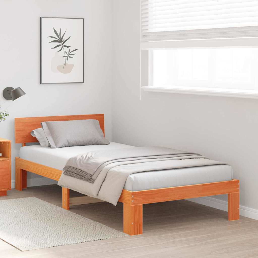 Struttura del letto Marrone cerato 90 x 190 cm Pino massello | homemem39