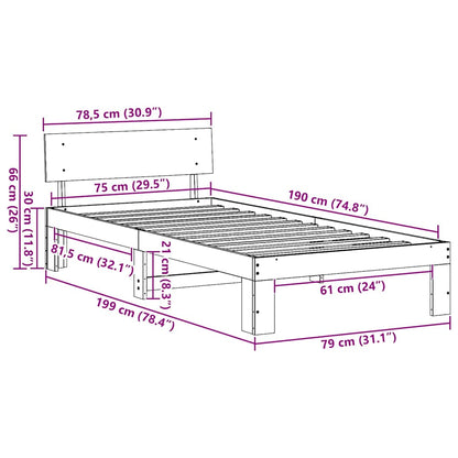 Struttura del letto Marrone cerato 75 x 190 cm Pino massello | homemem39