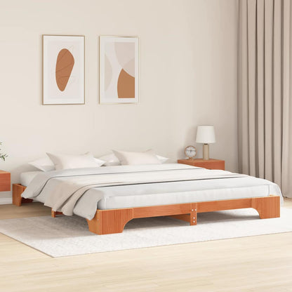 Struttura del letto Marrone cerato 200 x 200 cm Pino massello