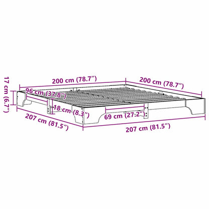 Struttura del letto Marrone cerato 200 x 200 cm Pino massello