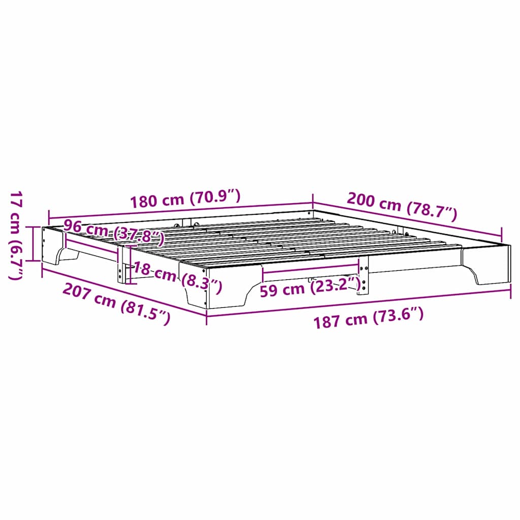 Struttura del letto Marrone cerato 180 x 200 cm Pino massello | homemem39
