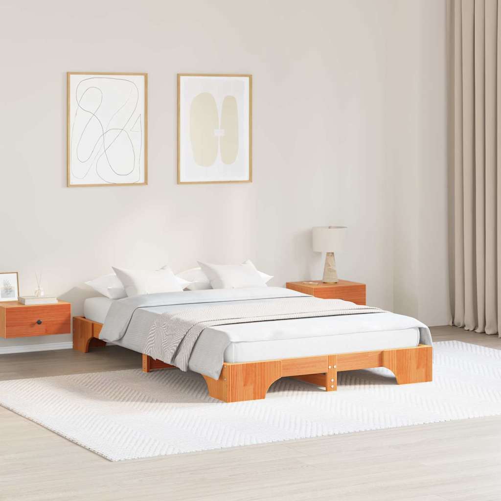 Struttura del letto Marrone cerato 140 x 190 cm Pino massello | homemem39
