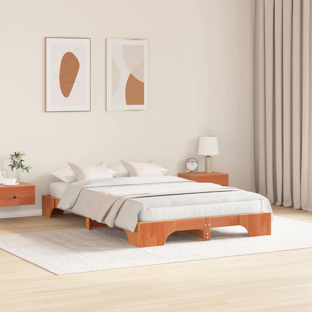 Struttura del letto Marrone cerato 140 x 190 cm Pino massello | homemem39