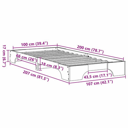 Struttura del letto Marrone cerato 100 x 200 cm Pino massello | homemem39