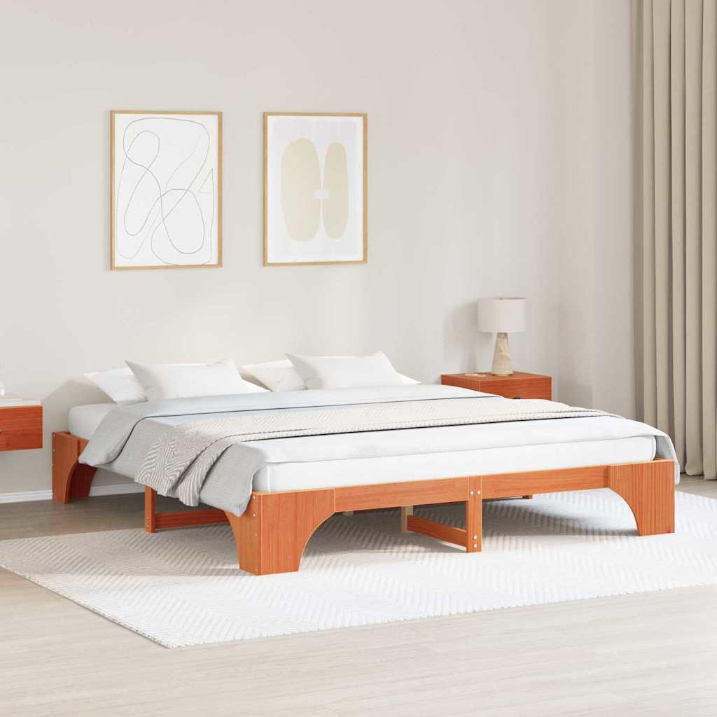 Struttura del letto Marrone cerato 200 x 200 cm Pino massello