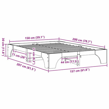 Struttura del letto Bianco 150 x 200 cm Pino massello