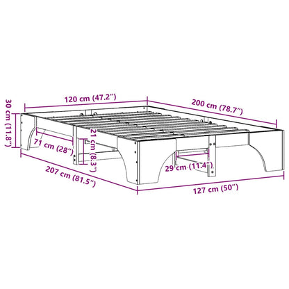 Struttura del letto Bianco 120 x 200 cm Pino massello