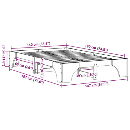 Struttura del letto Bianco 140 x 190 cm Pino massello