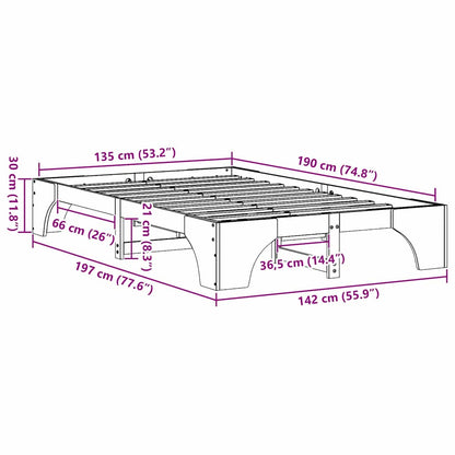 Struttura del letto Marrone cerato 135 x 190 cm Pino massello