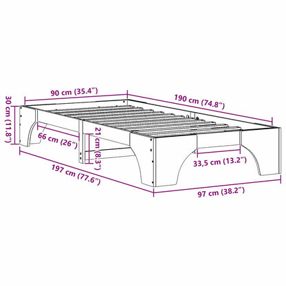 Struttura del letto Bianco 90 x 190 cm Pino massello