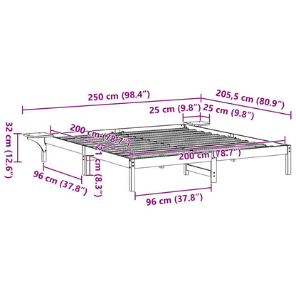 Struttura del letto Bianco 200 x 200 cm Pino massello