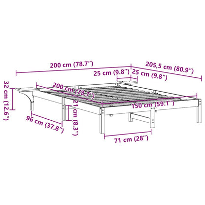 Struttura del letto Bianco 150 x 200 cm Pino massello