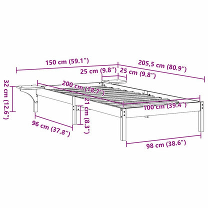 Struttura del letto Marrone cerato 100 x 200 cm Pino massello | homemem39