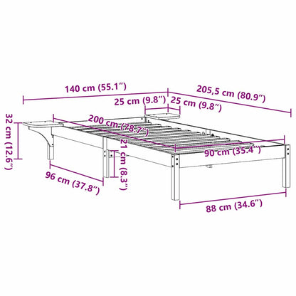 Struttura del letto Marrone cerato 90 x 200 cm Pino massello
