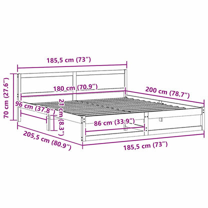 Struttura del letto Bianco 180 x 200 cm Pino massello