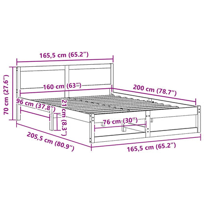 Struttura del letto Marrone cerato 160 x 200 cm Pino massello | homemem39
