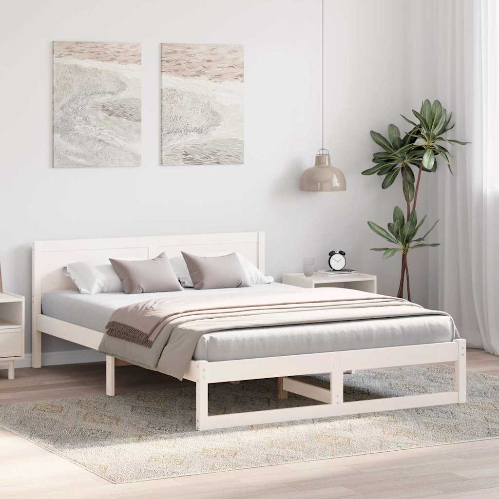 Struttura del letto Bianco 150 x 200 cm Pino massello | homemem39