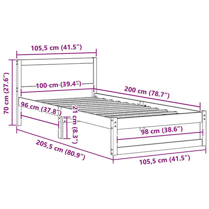 Struttura del letto Marrone cerato 100 x 200 cm Pino massello | homemem39