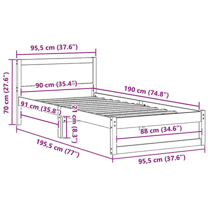 Struttura del letto Marrone cerato 90 x 190 cm Pino massello | homemem39