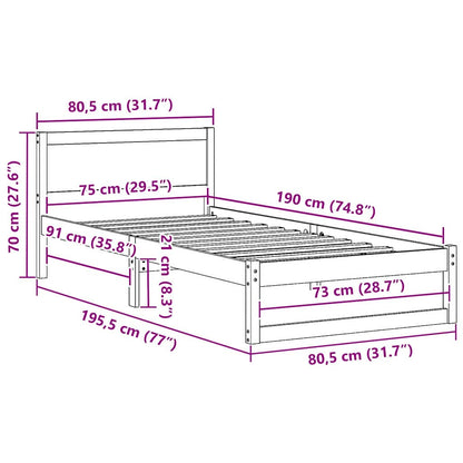 Struttura del letto Bianco 75 x 190 cm Pino massello | homemem39