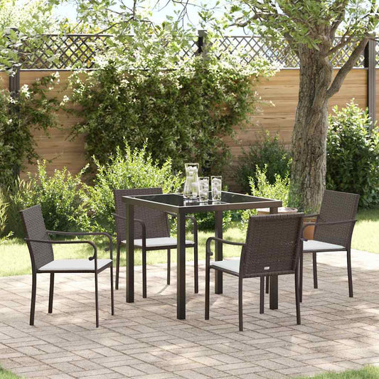 Set da Pranzo per Giardino 5 pcs Marrone Poly Rattan - homemem39