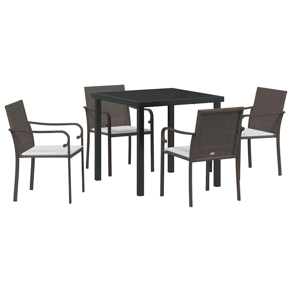 Set da Pranzo per Giardino 5 pcs Marrone Poly Rattan - homemem39