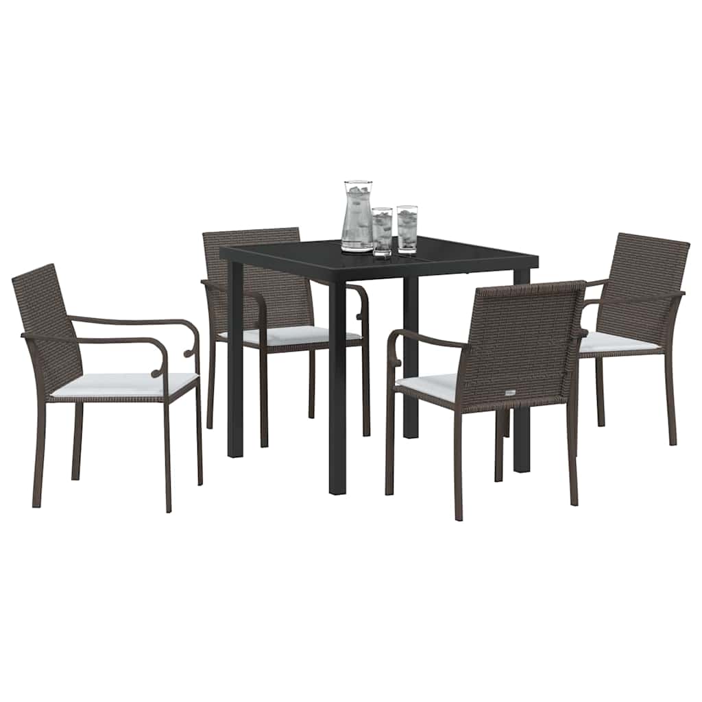 Set da Pranzo per Giardino 5 pcs Marrone Poly Rattan - homemem39