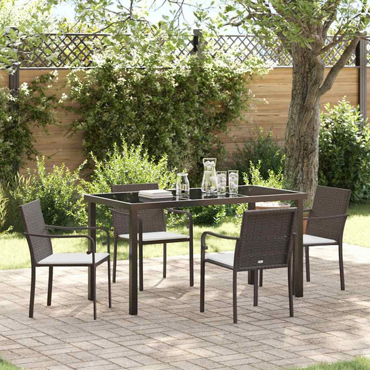 Set da Pranzo per Giardino 5 pcs Marrone Poly Rattan - homemem39