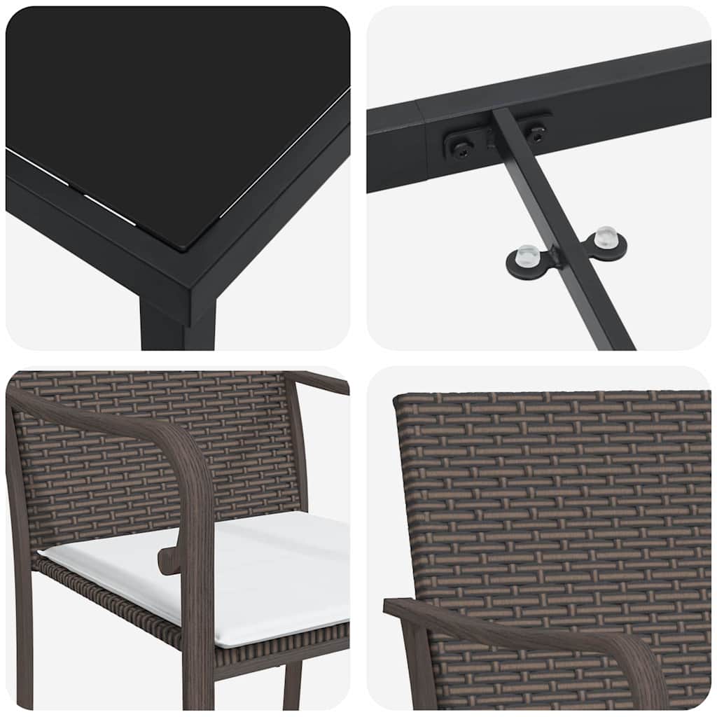 Set da Pranzo per Giardino 5 pcs Marrone Poly Rattan - homemem39