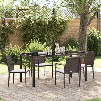 Set da Pranzo per Giardino 5 pcs Marrone Poly Rattan - homemem39