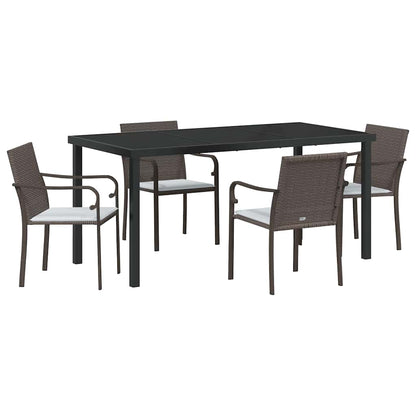Set da Pranzo per Giardino 5 pcs Marrone Poly Rattan - homemem39