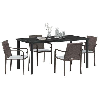 Set da Pranzo per Giardino 5 pcs Marrone Poly Rattan - homemem39