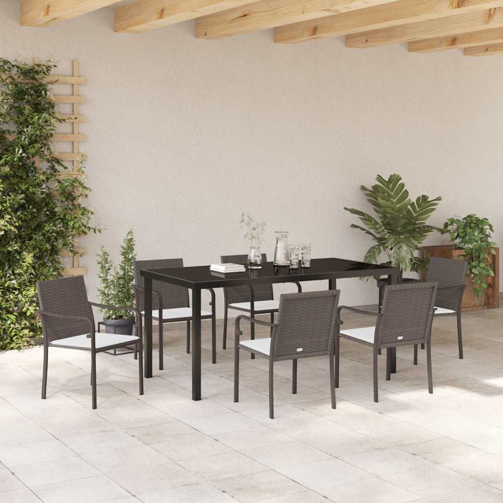 Set da Pranzo per Giardino 7 pcs Marrone Poly Rattan - homemem39
