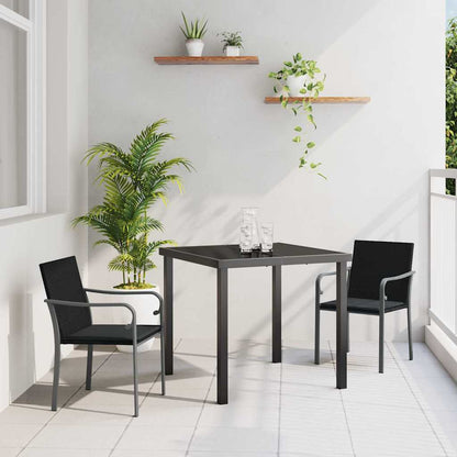 Set da Pranzo per Giardino 3 pcs Nero Poly Rattan - homemem39