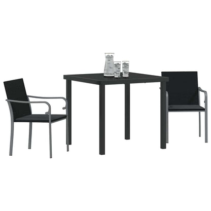 Set da Pranzo per Giardino 3 pcs Nero Poly Rattan - homemem39
