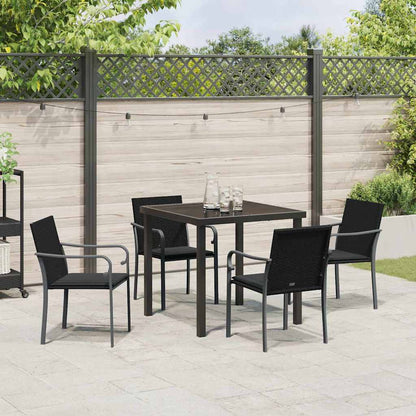 Set da Pranzo per Giardino 5 pcs Nero Poly Rattan - homemem39