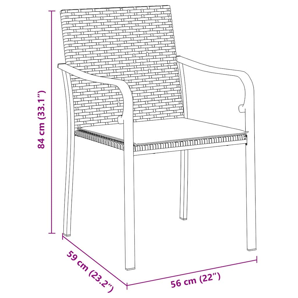 Set da Pranzo per Giardino 5 pcs Nero e Grigio Rattan in PE | homemem39