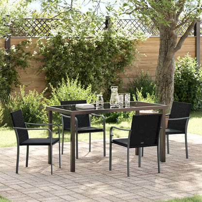 Set da Pranzo per Giardino 5 pcs Nero Poly Rattan - homemem39