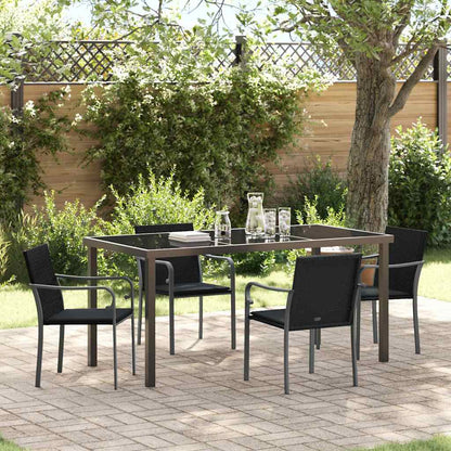 Set da Pranzo per Giardino 5 pcs Nero Poly Rattan - homemem39