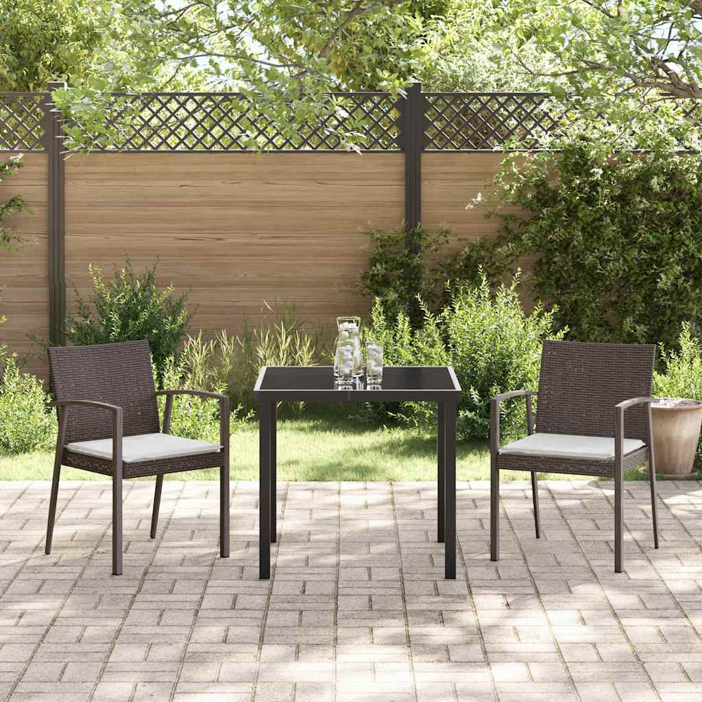 Set da Pranzo per Giardino 3 pcs Marrone Poly Rattan - homemem39