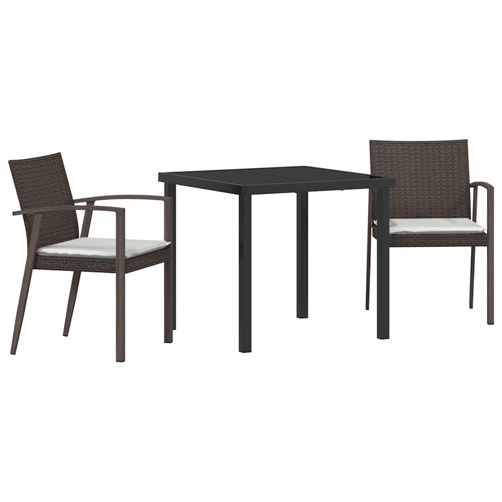Set da Pranzo per Giardino 3 pcs Marrone Poly Rattan - homemem39
