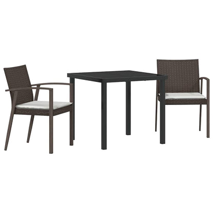 Set da Pranzo per Giardino 3 pcs Marrone Poly Rattan - homemem39