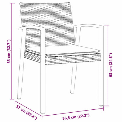Set da Pranzo per Giardino 3 pcs Marrone e Nero Rattan in PE | homemem39
