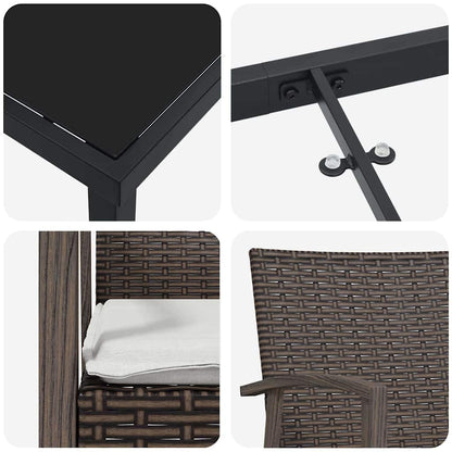 Set da Pranzo per Giardino 5 pcs Marrone Poly Rattan - homemem39