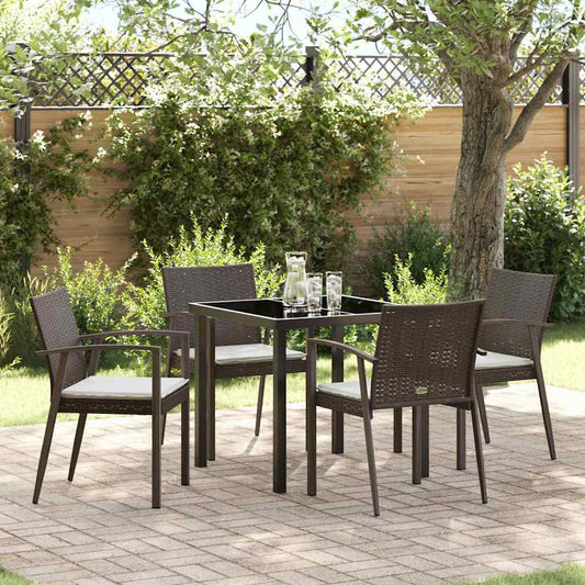 Set da Pranzo per Giardino 5 pcs Marrone Poly Rattan - homemem39