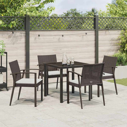 Set da Pranzo per Giardino 5 pcs Marrone Poly Rattan - homemem39