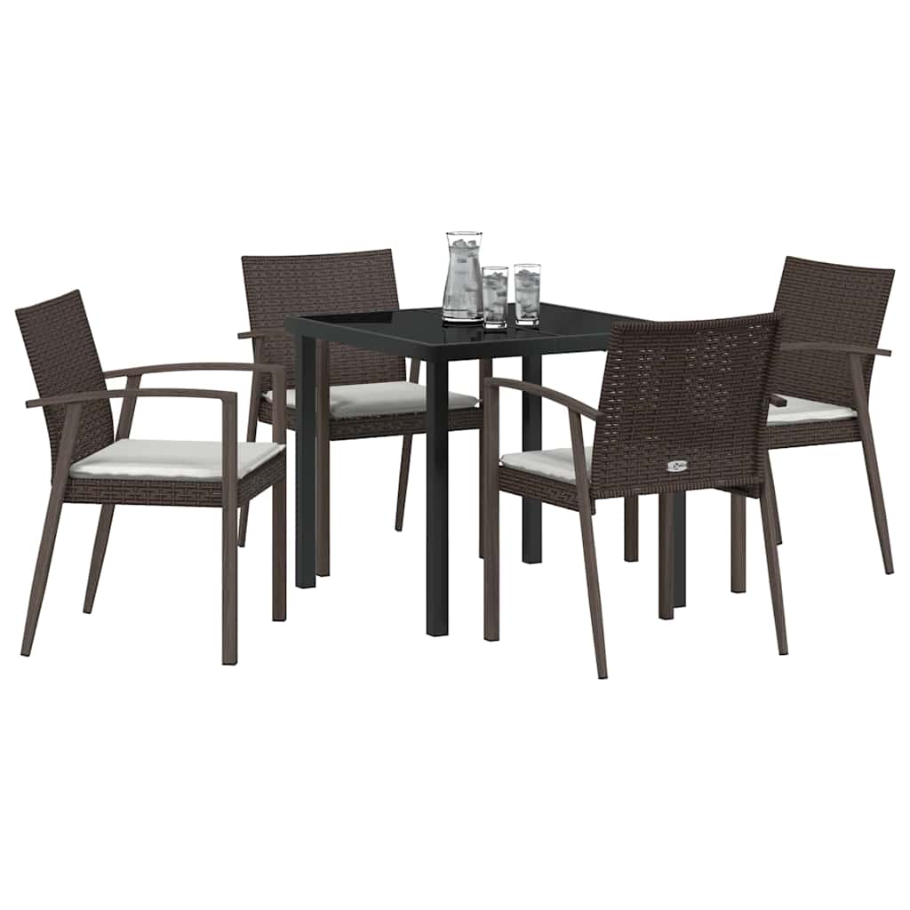 Set da Pranzo per Giardino 5 pcs Marrone Poly Rattan - homemem39