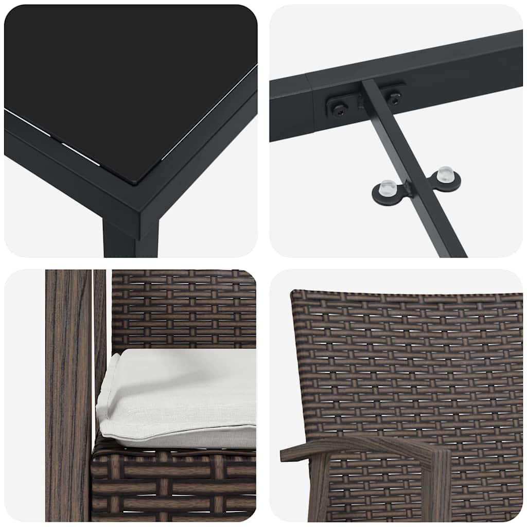 Set da Pranzo per Giardino 5 pcs Marrone Poly Rattan - homemem39